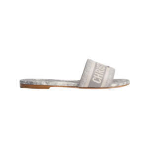 Dior Dway Slide Gray Embroidered Cotton and Toile de Jouy Motif