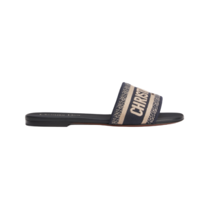 Dior Dway Slide Deep Blue Embroidered Cotton
